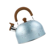Water Kettle Stainless Steel Whistle Water Kettle Large Capacity Flat Bottomed for Gas Induction Cooker Boil Water 2L Blue - Side View