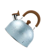 Water Kettle Stainless Steel Whistle Water Kettle Large Capacity Flat Bottomed for Gas Induction Cooker Boil Water 2L Blue - Top-Down View