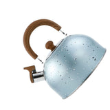 Water Kettle Stainless Steel Whistle Water Kettle Large Capacity Flat Bottomed for Gas Induction Cooker Boil Water 2L Blue