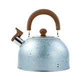 Water Kettle Stainless Steel Whistle Water Kettle Large Capacity Flat Bottomed for Gas Induction Cooker Boil Water 2L Blue - Close-Up Angle