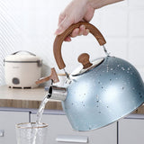 Water Kettle Stainless Steel Whistle Water Kettle Large Capacity Flat Bottomed for Gas Induction Cooker Boil Water 2L Blue - Extra Image