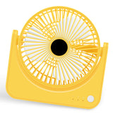 USB Small Desk Fan Quiet Operation Portable Mini Rechargeable Desktop Fan for Home Student Dormitory Office Yellow - Side View