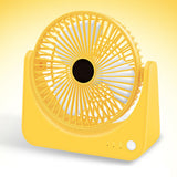 USB Small Desk Fan Quiet Operation Portable Mini Rechargeable Desktop Fan for Home Student Dormitory Office Yellow