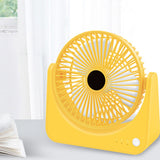 USB Small Desk Fan Quiet Operation Portable Mini Rechargeable Desktop Fan for Home Student Dormitory Office Yellow - Close-Up Angle