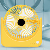 USB Small Desk Fan Quiet Operation Portable Mini Rechargeable Desktop Fan for Home Student Dormitory Office Yellow - Low Angle