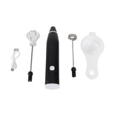 Electric Stirrer Black 3 Speed Modes USB Charge Stainless Steel Comfy Handle Mini Hand Mixer with Egg Separator