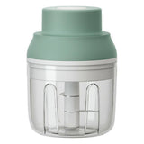 Electric Garlic Chopper USB Charging Cordless 3 Blades Garlic Masher Machine for Seasonings Meat Food Supplement Green