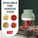 Electric Garlic Chopper USB Charging Cordless 3 Blades Garlic Masher Machine for Seasonings Meat Food Supplement Green