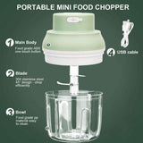 Electric Garlic Chopper USB Charging Cordless 3 Blades Garlic Masher Machine for Seasonings Meat Food Supplement Green