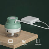 Electric Garlic Chopper USB Charging Cordless 3 Blades Garlic Masher Machine for Seasonings Meat Food Supplement Green - Extra Image