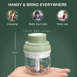 Electric Garlic Chopper USB Charging Cordless 3 Blades Garlic Masher Machine for Seasonings Meat Food Supplement Green