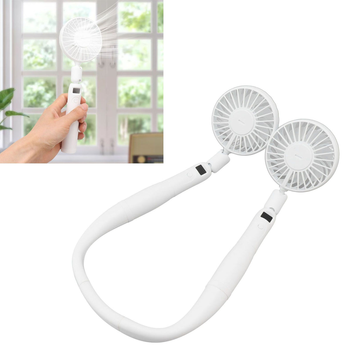 Neck Fan 3 Gear Angle Adjustment LCD Display USB Rechargeable Mini Portable Handheld Neck Hanging Fan