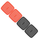 Reusable Air Fryer Mats Stick Proof Dishwasher Safe Oil Resistant Silicone Air Fryer Liner for Oven Red Black 4pcs 18.5cm/7.3in