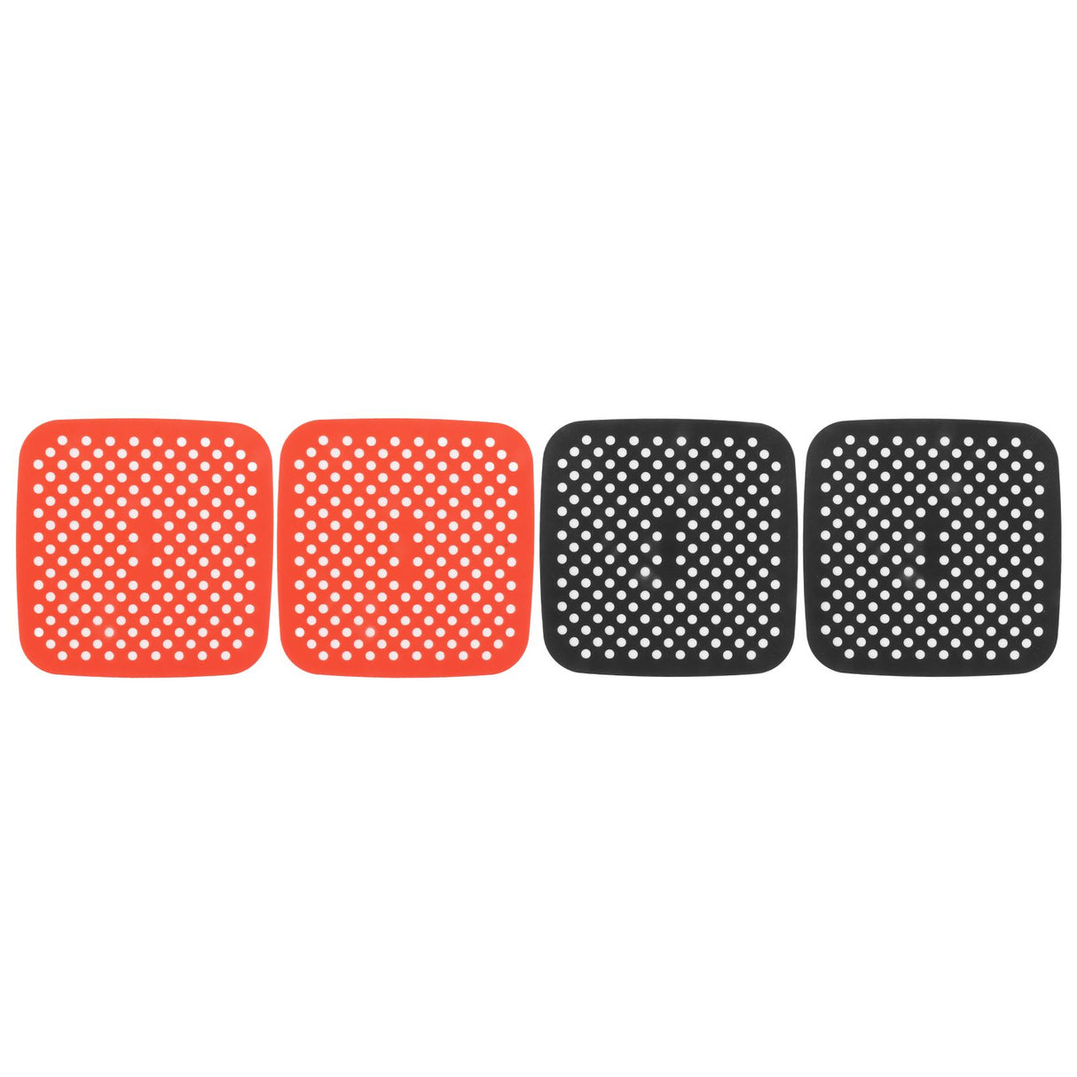 Reusable Air Fryer Mats Stick Proof Dishwasher Safe Oil Resistant Silicone Air Fryer Liner for Oven Red Black 4pcs 18.5cm/7.3in