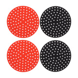 4PCS Round Air Fryer Mat High Temperature Resistant Oilproof Reusable Silicone Air Fryer Liner for Air Fryer Accessories 2 X 23cm/9.1in Red, 2 X 23cm/9.1in Black