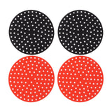 4PCS Round Air Fryer Mat High Temperature Resistant Oilproof Reusable Silicone Air Fryer Liner for Air Fryer Accessories 2 X 23cm/9.1in Red, 2 X 23cm/9.1in Black - Front View