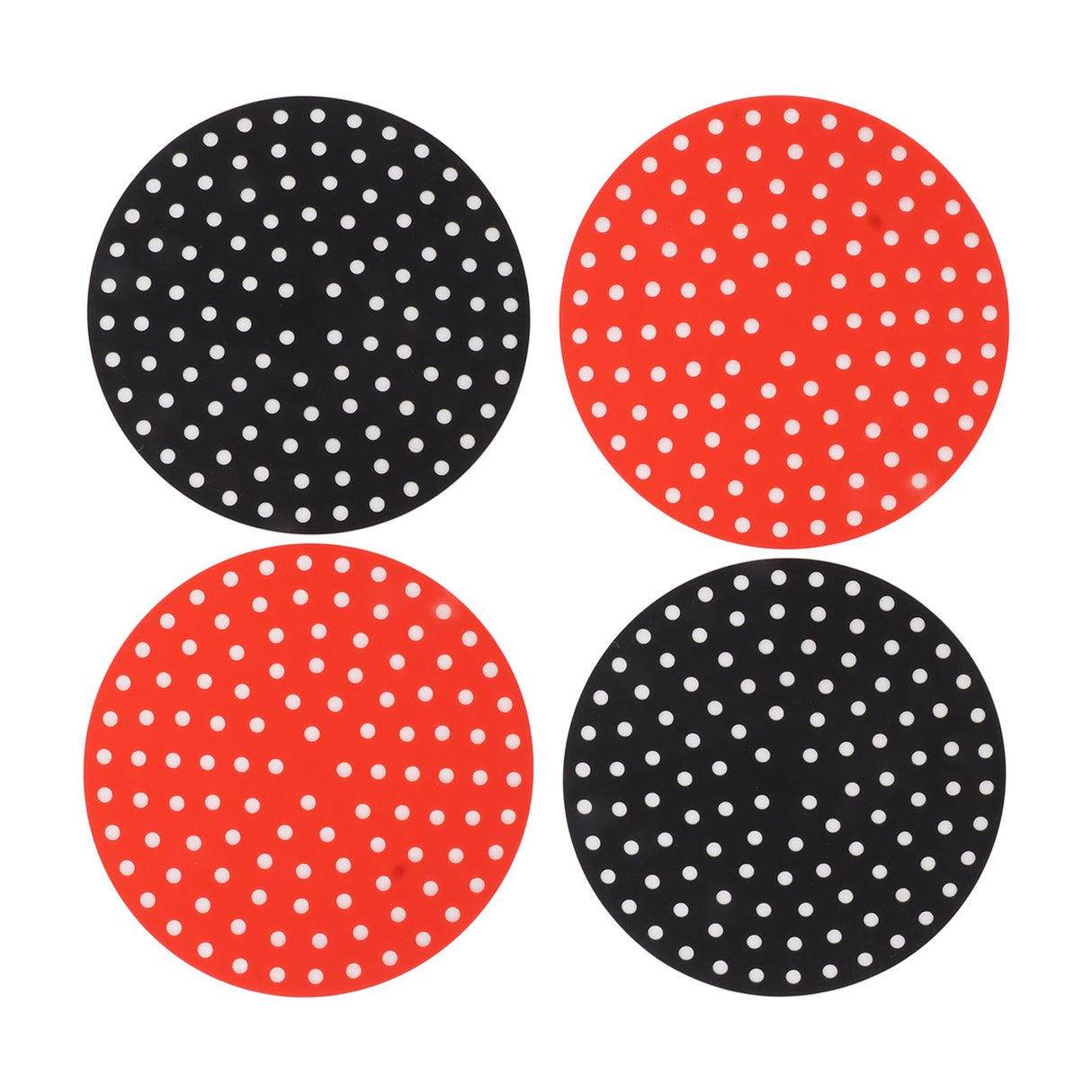 4PCS Round Air Fryer Mat High Temperature Resistant Oilproof Reusable Silicone Air Fryer Liner for Air Fryer Accessories 2 X 23cm/9.1in Red, 2 X 23cm/9.1in Black
