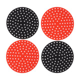 4PCS Round Air Fryer Mat High Temperature Resistant Oilproof Reusable Silicone Air Fryer Liner for Air Fryer Accessories 2 X 23cm/9.1in Red, 2 X 23cm/9.1in Black - Side View