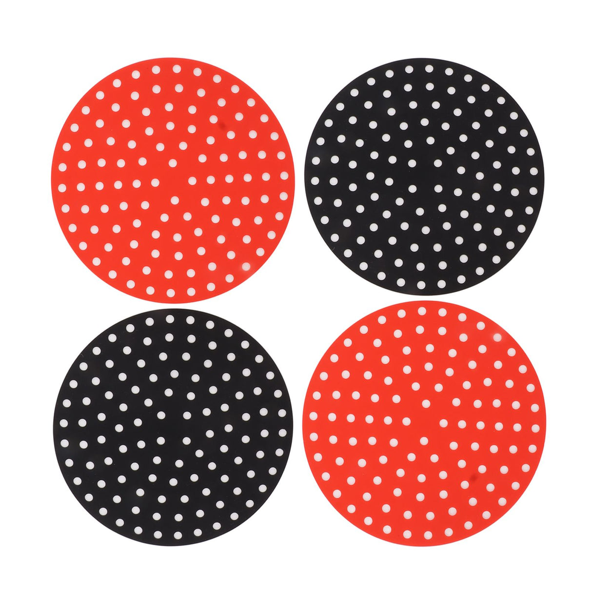 4PCS Round Air Fryer Mat High Temperature Resistant Oilproof Reusable Silicone Air Fryer Liner for Air Fryer Accessories 2 X 23cm/9.1in Red, 2 X 23cm/9.1in Black