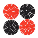 4PCS Round Air Fryer Mat High Temperature Resistant Oilproof Reusable Silicone Air Fryer Liner for Air Fryer Accessories 2 X 23cm/9.1in Red, 2 X 23cm/9.1in Black