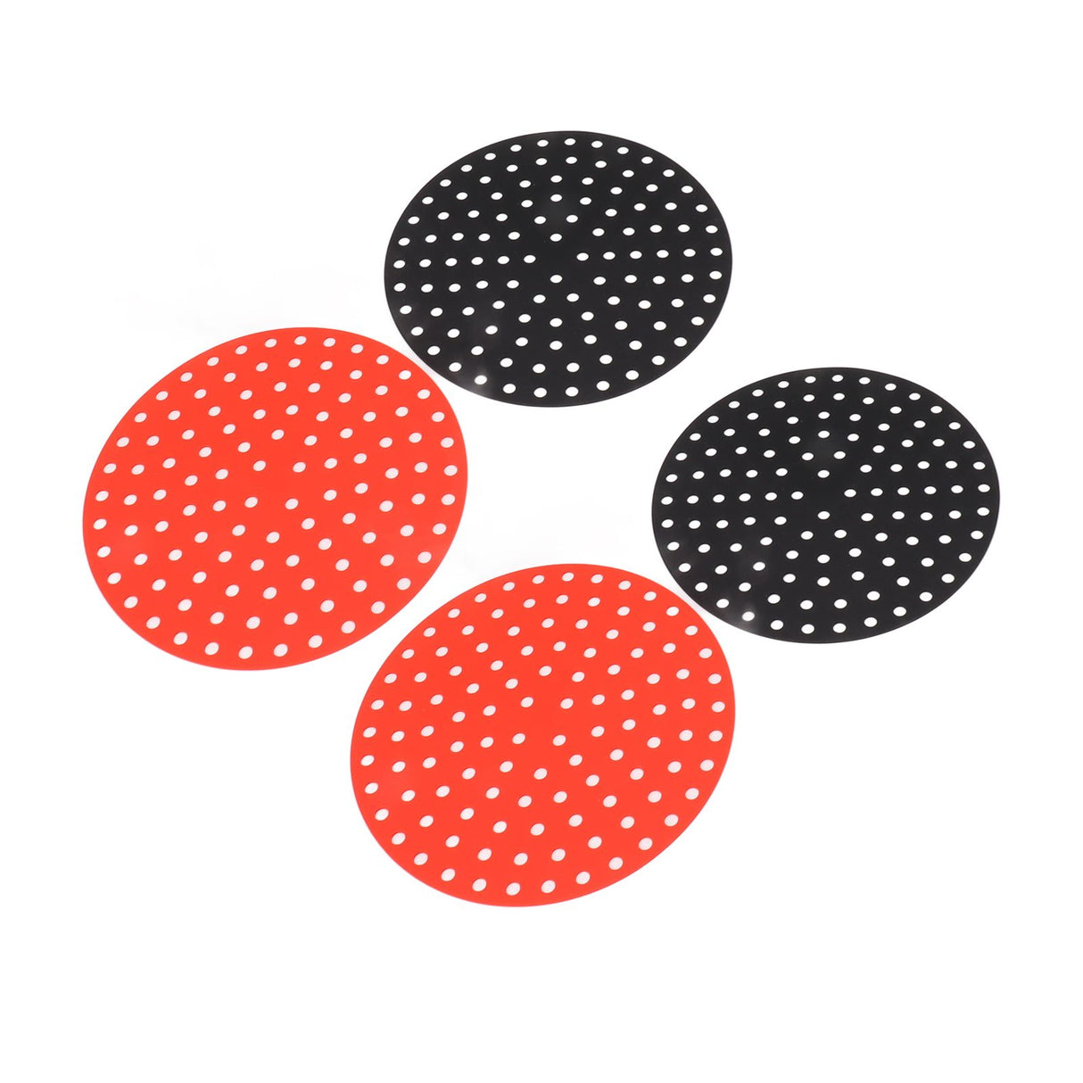 4PCS Round Air Fryer Mat High Temperature Resistant Oilproof Reusable Silicone Air Fryer Liner for Air Fryer Accessories 2 X 23cm/9.1in Red, 2 X 23cm/9.1in Black