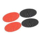 4PCS Round Air Fryer Mat High Temperature Resistant Oilproof Reusable Silicone Air Fryer Liner for Air Fryer Accessories 2 X 23cm/9.1in Red, 2 X 23cm/9.1in Black - Low Angle