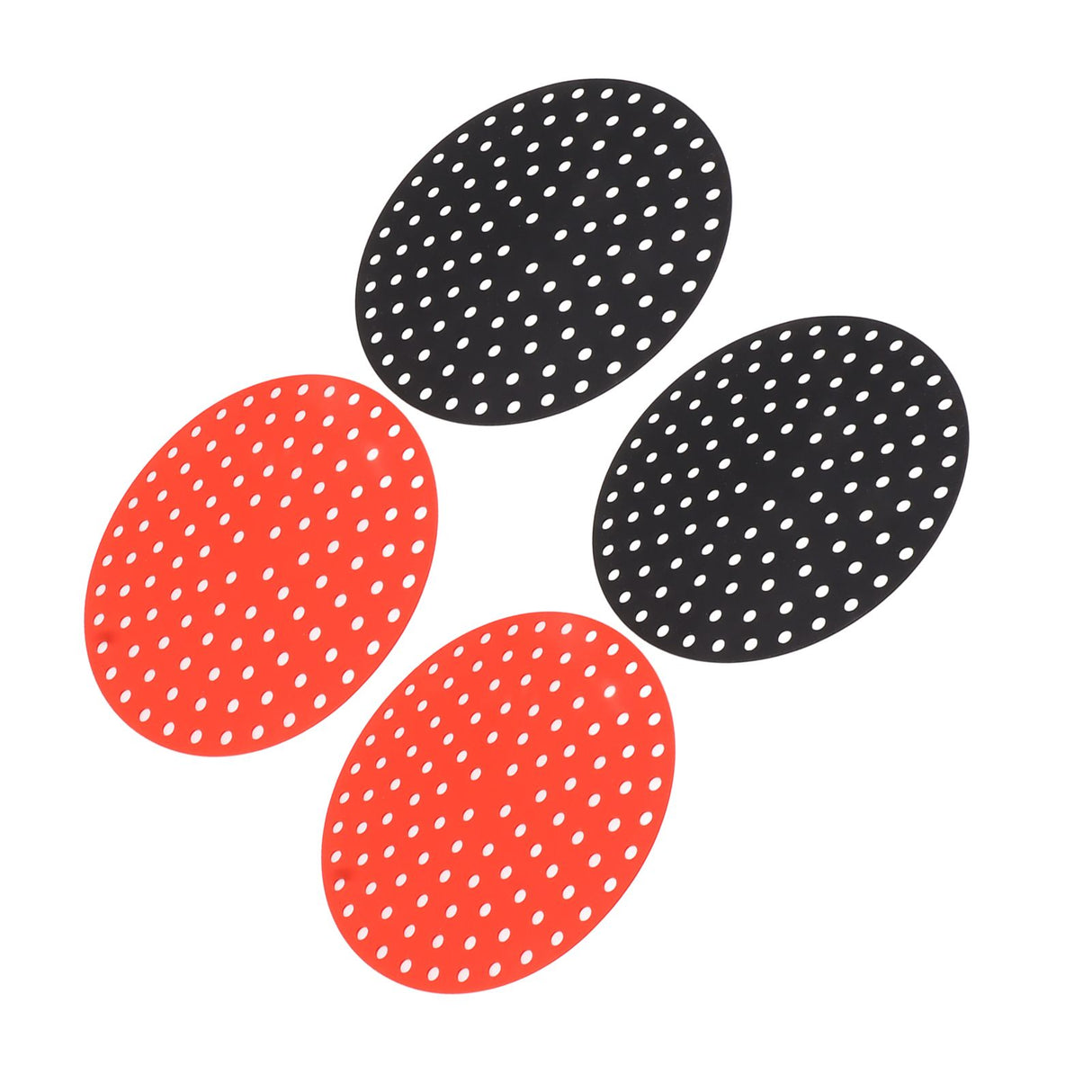 4PCS Round Air Fryer Mat High Temperature Resistant Oilproof Reusable Silicone Air Fryer Liner for Air Fryer Accessories 2 X 23cm/9.1in Red, 2 X 23cm/9.1in Black