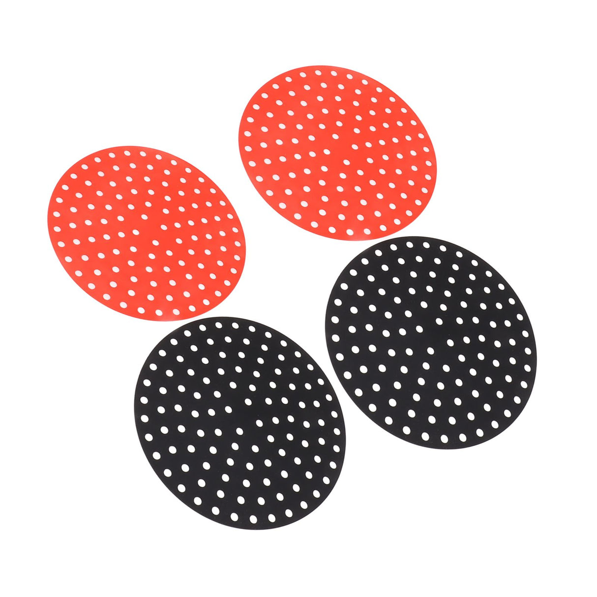 4PCS Round Air Fryer Mat High Temperature Resistant Oilproof Reusable Silicone Air Fryer Liner for Air Fryer Accessories 2 X 23cm/9.1in Red, 2 X 23cm/9.1in Black