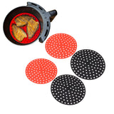 4PCS Round Air Fryer Mat High Temperature Resistant Oilproof Reusable Silicone Air Fryer Liner for Air Fryer Accessories 2 X 23cm/9.1in Red, 2 X 23cm/9.1in Black