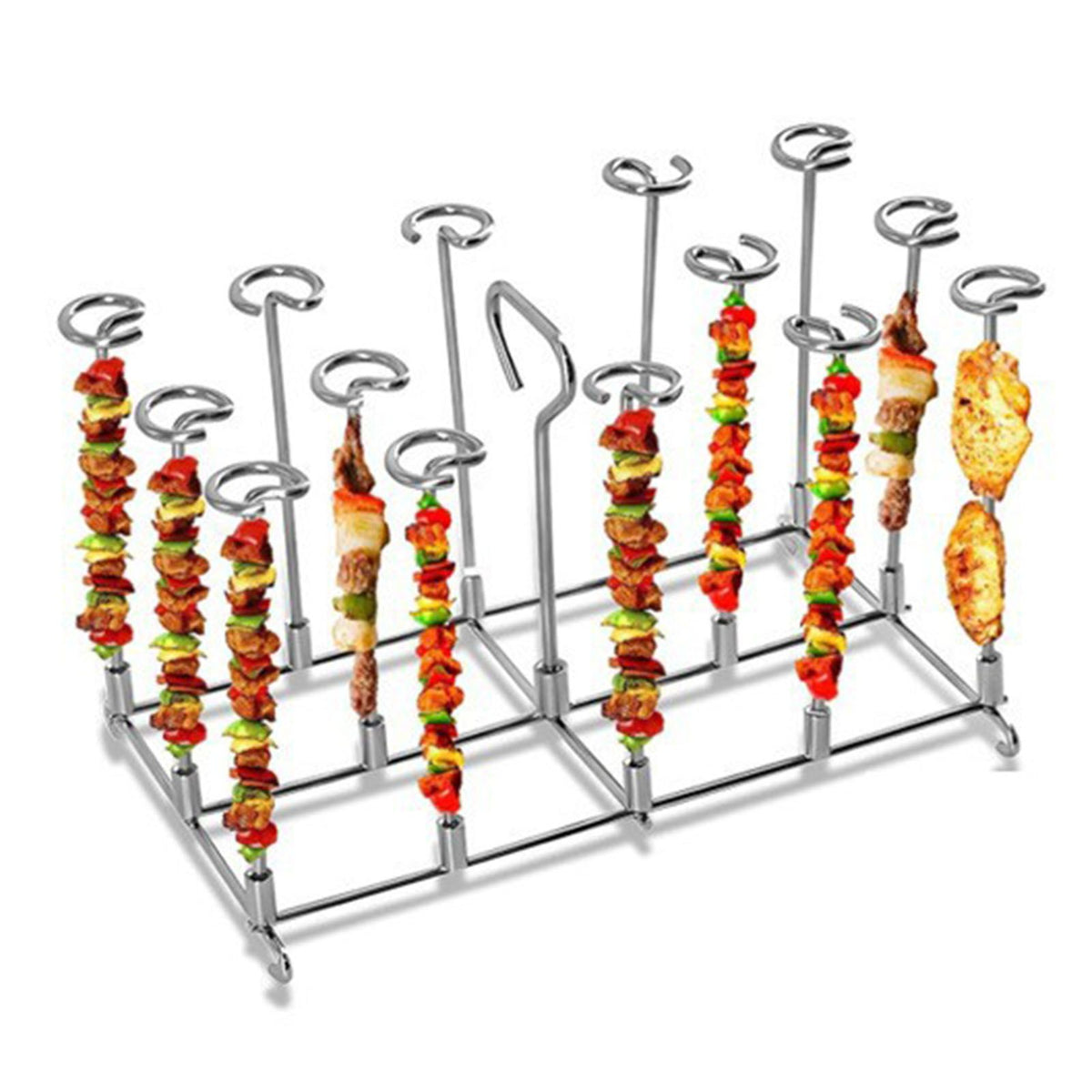 Skewer Stand Fryer Grill Rack Set Stainless Steel Vertical BBQ Grill Rack Round Rotating Fryer Stand for Ninja DZ201 Foodi 8 Quart