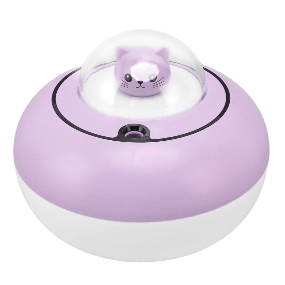 Mini Humidifier Cute Cat Sculpture Portable Quiet Desktop Air Humidifier for Home Office USB Plug in Purple