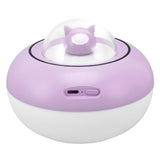 Mini Humidifier Cute Cat Sculpture Portable Quiet Desktop Air Humidifier for Home Office USB Plug in Purple - Low Angle