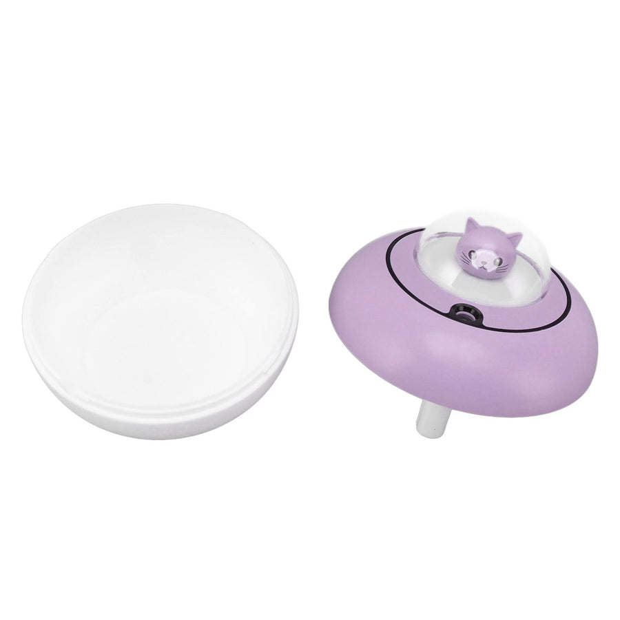 Mini Humidifier Cute Cat Sculpture Portable Quiet Desktop Air Humidifier for Home Office USB Plug in Purple