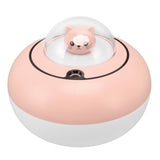 Mini Humidifier Cute Cat Sculpture Portable Quiet Desktop Air Humidifier for Home Office USB Plug in Pink - Front View