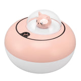 Mini Humidifier Cute Cat Sculpture Portable Quiet Desktop Air Humidifier for Home Office USB Plug in Pink - Top-Down View