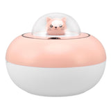 Mini Humidifier Cute Cat Sculpture Portable Quiet Desktop Air Humidifier for Home Office USB Plug in Pink - Rear View