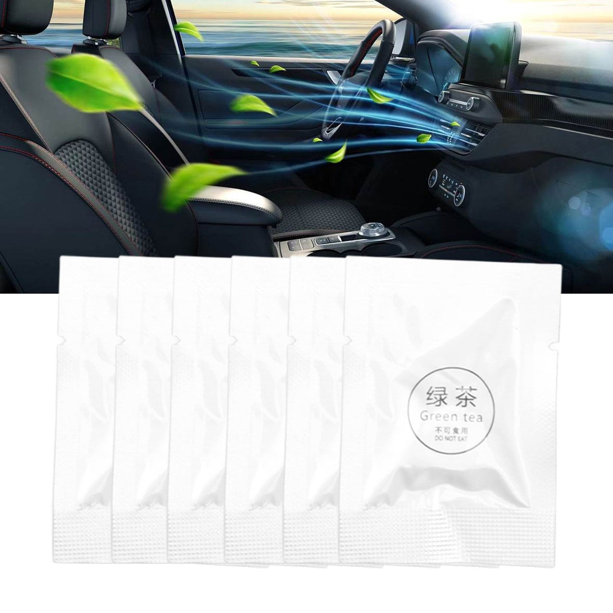 6 Pack Car Fragrance Replacement Tablets Portable Air Vent Clip Replacement Pads for Car Accessories Green Tea Flavor