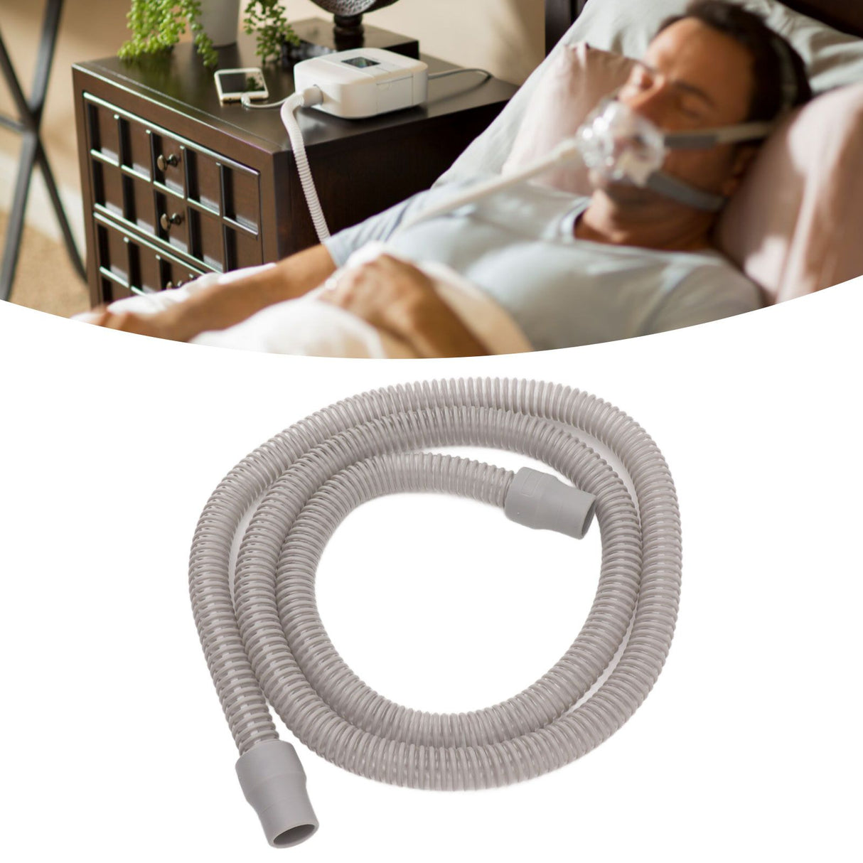 6FT Breathing Machine Tube Universal Flexible Connecting Tube Sealing for Ventilator Accessory Gray