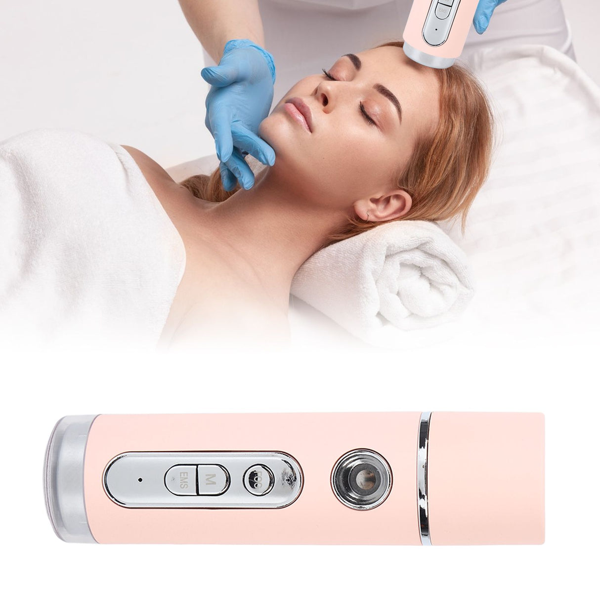 Handheld Eye Massager Wand EMS Sooth Fade Dark Circles Vibration Handheld Eye Massager Pen for Work Travel 15ml Pink