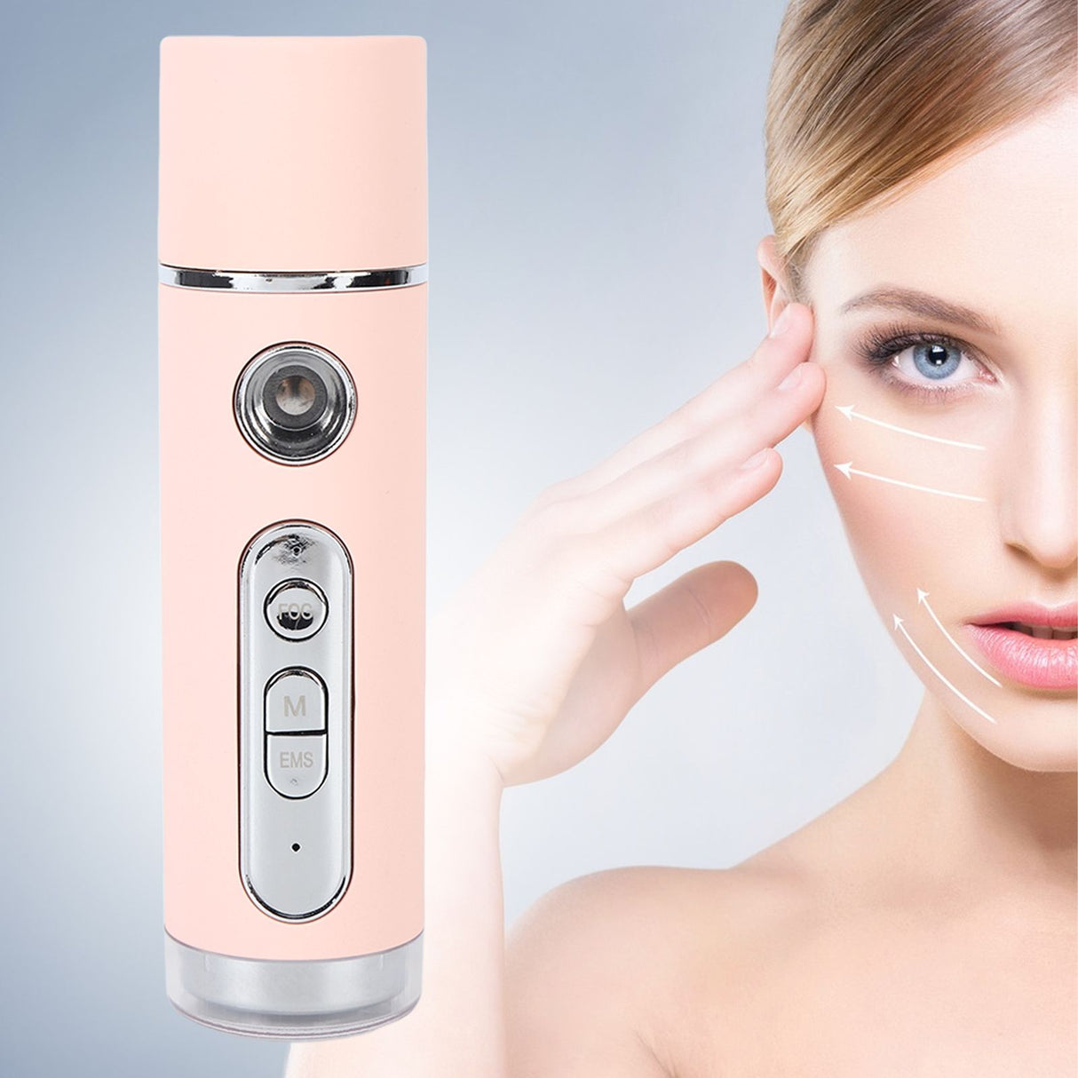 Handheld Eye Massager Wand EMS Sooth Fade Dark Circles Vibration Handheld Eye Massager Pen for Work Travel 15ml Pink