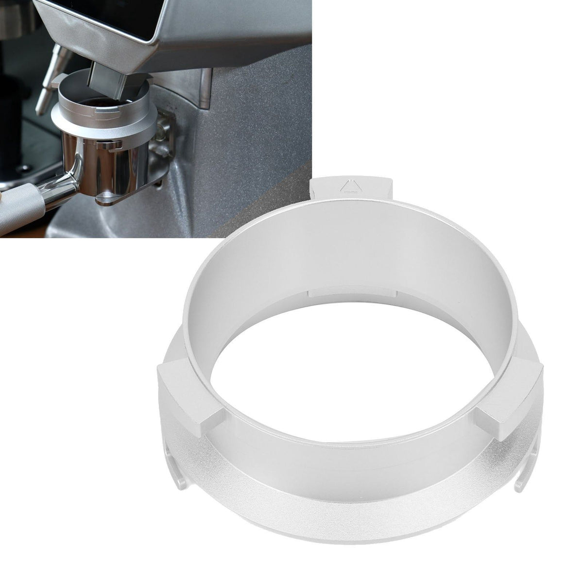 Coffee Powder Ring 51mm Aluminium Alloy Hands Free Dosing Funnel For Delonghi 9 Series 9335 9155 9355 9665 Silver