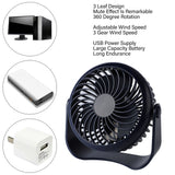 Small Desk Fan 3 Gear Wind Speeds Mute Rechargeable Summer Usb Mini Fan for Home Bedroom - Extra Image