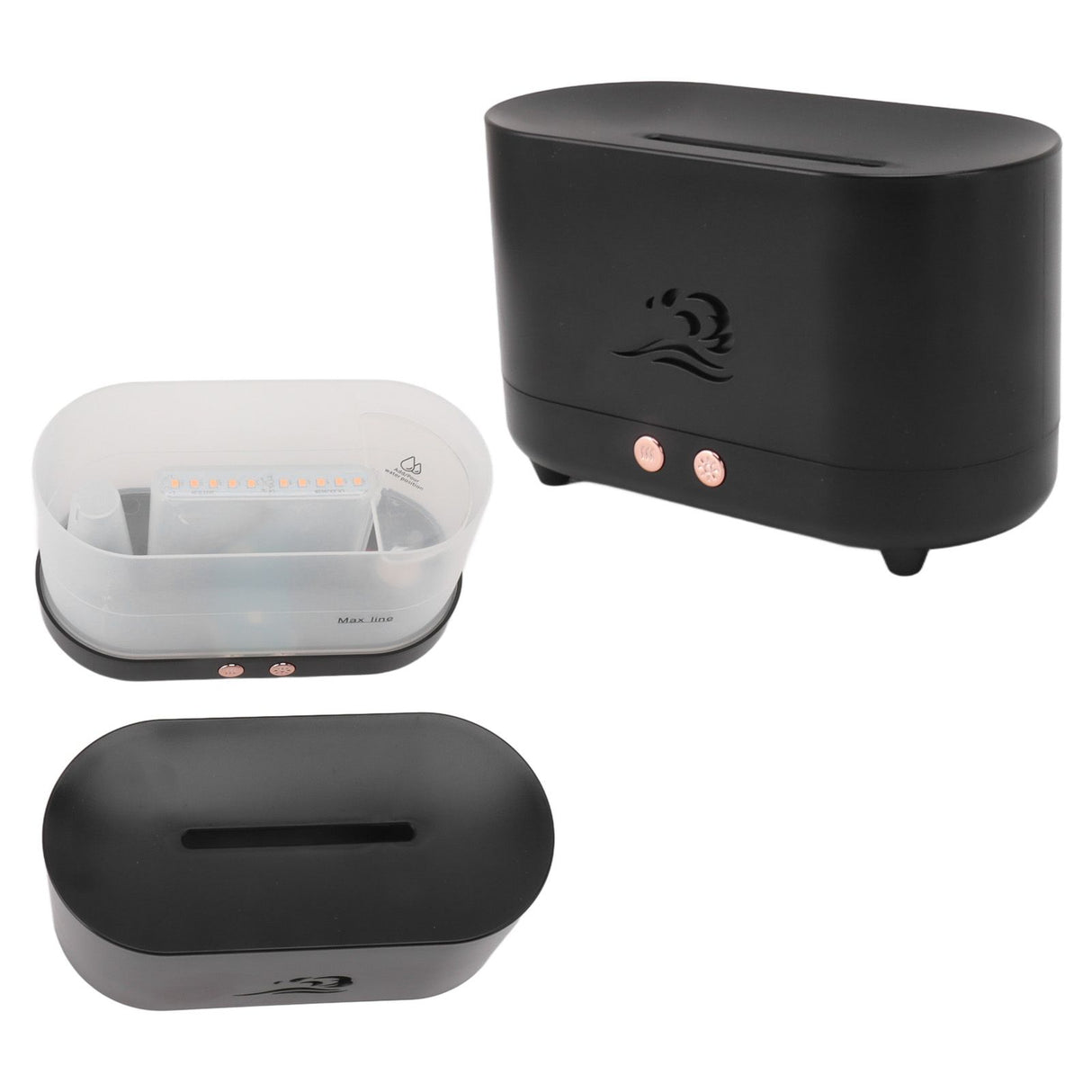 Simulation Flame Aromatherapy Machine Black 225ml 35DB USB Flame Air Diffuser for Coffee Shop Home