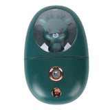 Cute Animal Facial Mist Sprayer USB Rechargeable Mini Eye Face Humidifier for Travelling 35ml 500mah Green