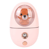 Cute Animal Facial Mist Sprayer USB Rechargeable Mini Eye Face Humidifier for Travelling 35ml 500mah Pink - Side View