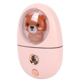 Cute Animal Facial Mist Sprayer USB Rechargeable Mini Eye Face Humidifier for Travelling 35ml 500mah Pink