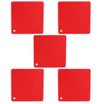 5pcs Silicone Pot Holders Mat Heat Resistant Anti Slip Square Honeycomb Trivet Mat Hot Pads for Kitchen Counter Red