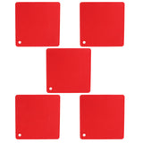 5pcs Silicone Pot Holders Mat Heat Resistant Anti Slip Square Honeycomb Trivet Mat Hot Pads for Kitchen Counter Red