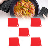 5pcs Silicone Pot Holders Mat Heat Resistant Anti Slip Square Honeycomb Trivet Mat Hot Pads for Kitchen Counter Red