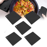 5pcs Silicone Pot Holders Mat Heat Resistant Anti Slip Square Honeycomb Trivet Mat Hot Pads for Kitchen Counter Black - Extra Image